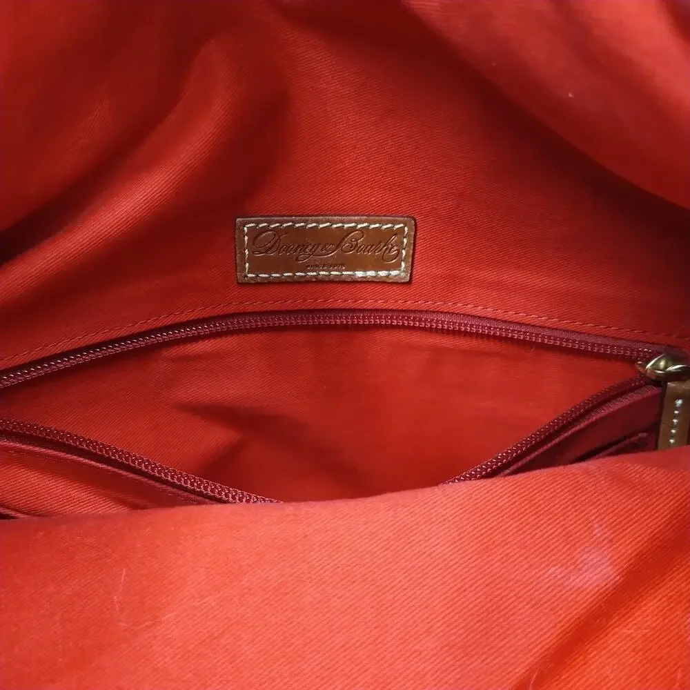 Dooney & Bourke Red Pebbled Leather Zipper Pockets Hobo Shoulder Bag